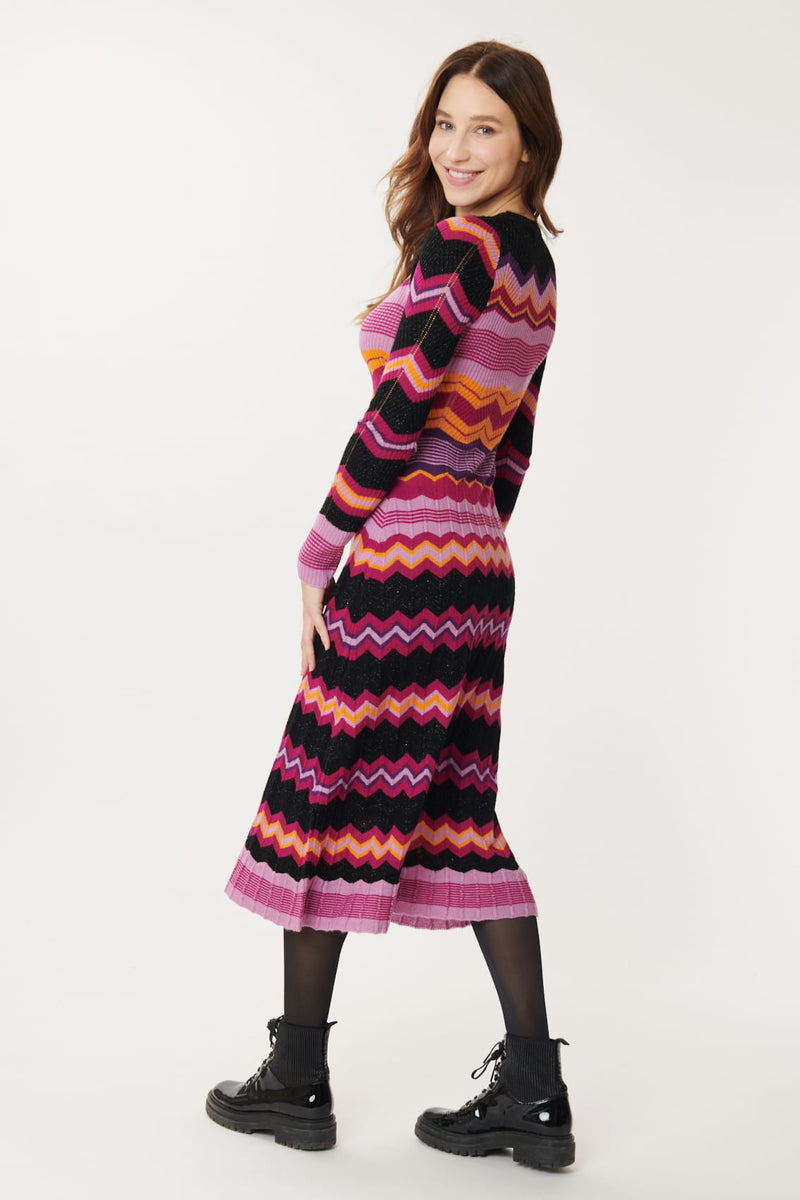 Robe Midi Maille Rayée Multicolore GERSANDE