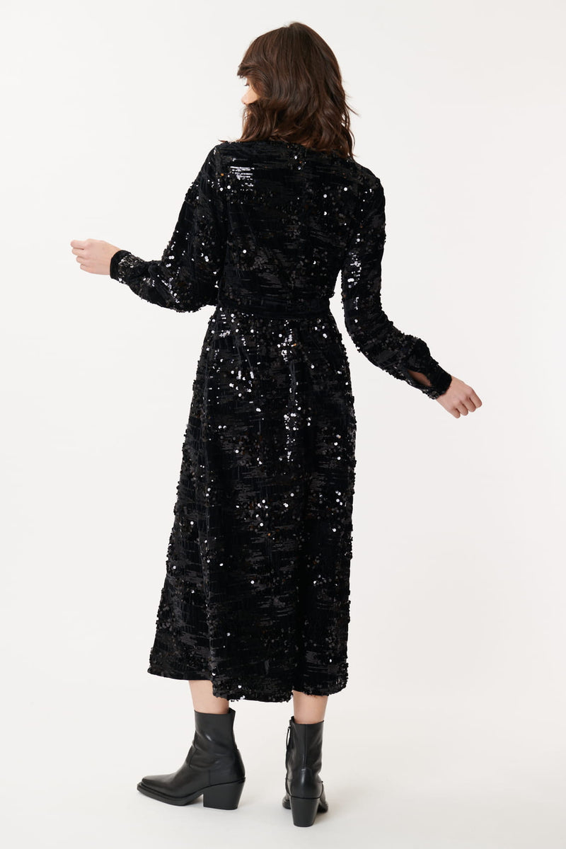 Robe de fêtes en velours et sequins DALVA