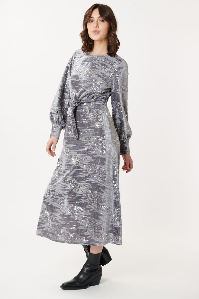 Robe de fêtes en velours et sequins DALVA