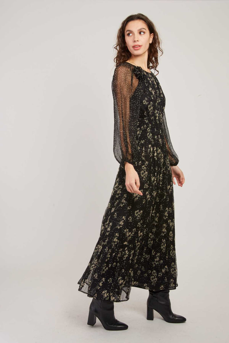 Robe longue manches longues imprimé floral BANDOL