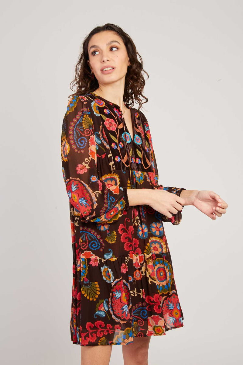 Robe courte imprimée manches longues BARTH