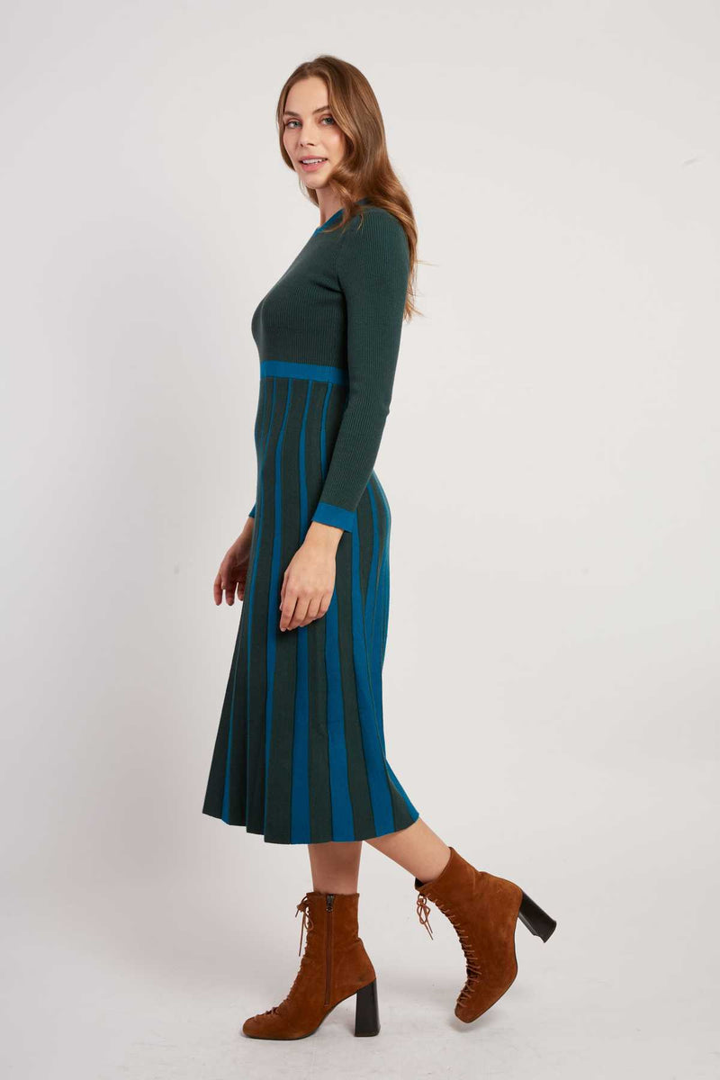 Robe mi-longue en maille bicolore JEANNETTE