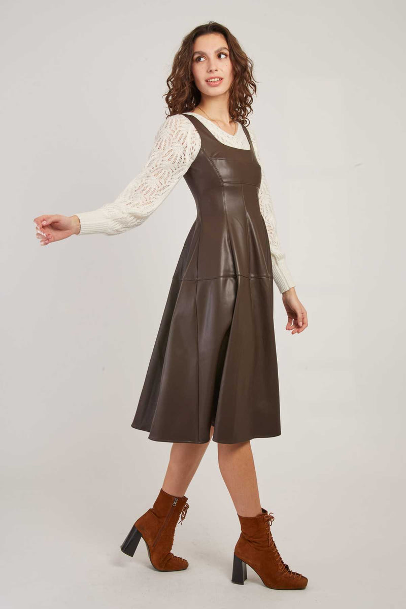 Robe mi-longue en similicuir VALESKA