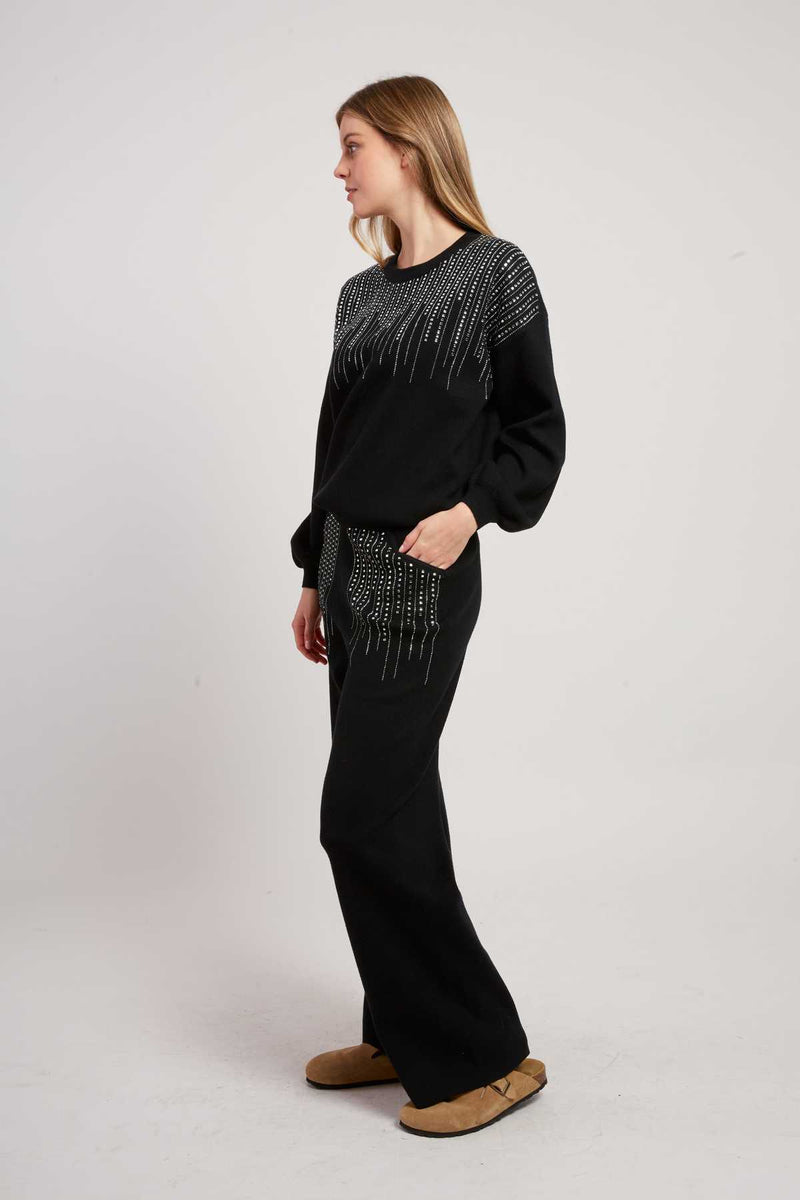 Ensemble sweat pantalon à strass ABBY